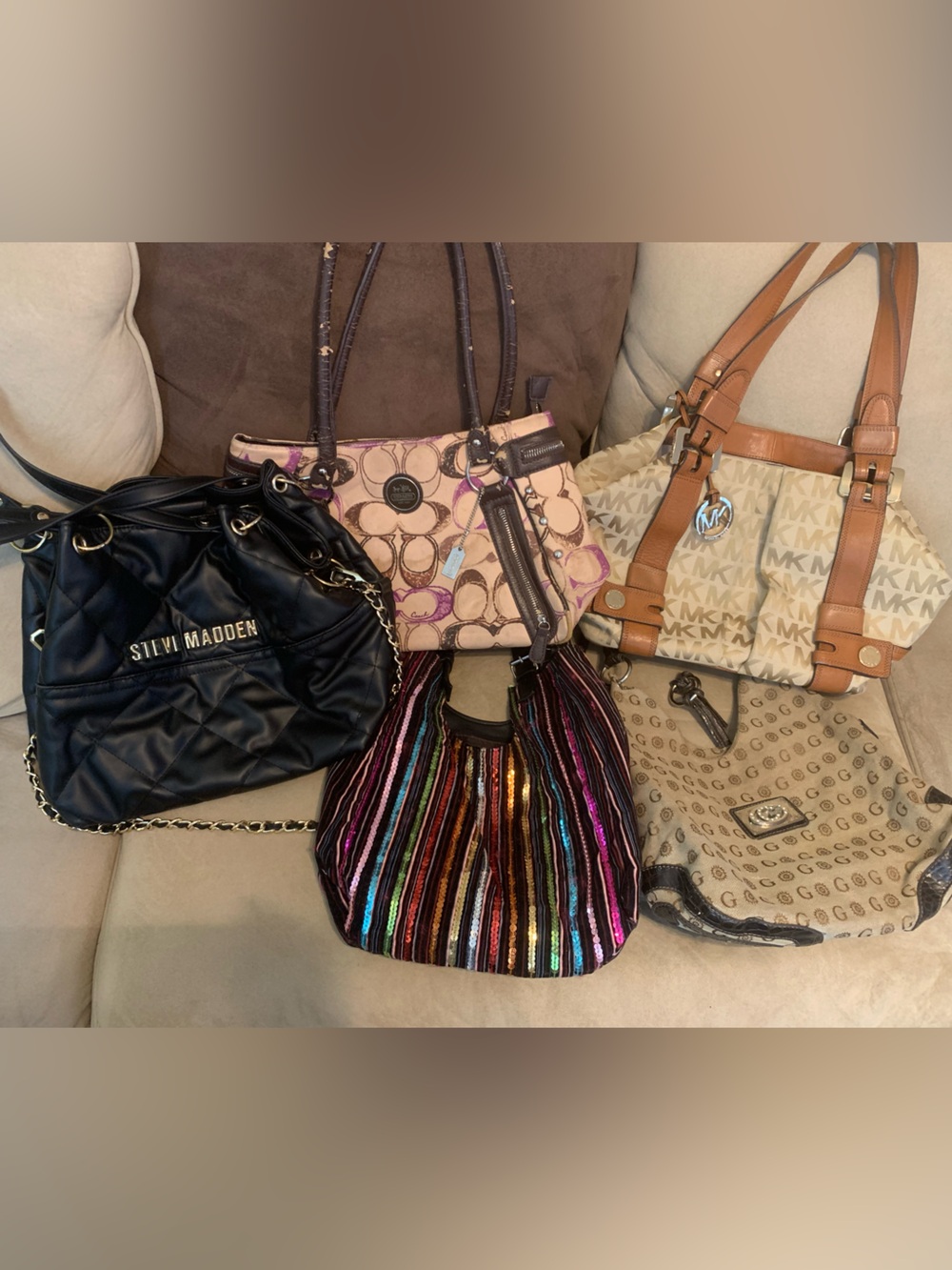 RESCUE LOT: 5-Piece Designer Purse Bundle Set AS-IS (Coach, MK, Guess, SM)